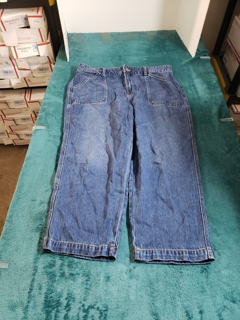 Talbots Jeans Size 12 Petite Womens Blue Stretch Mid Rise Summerweight Straight
